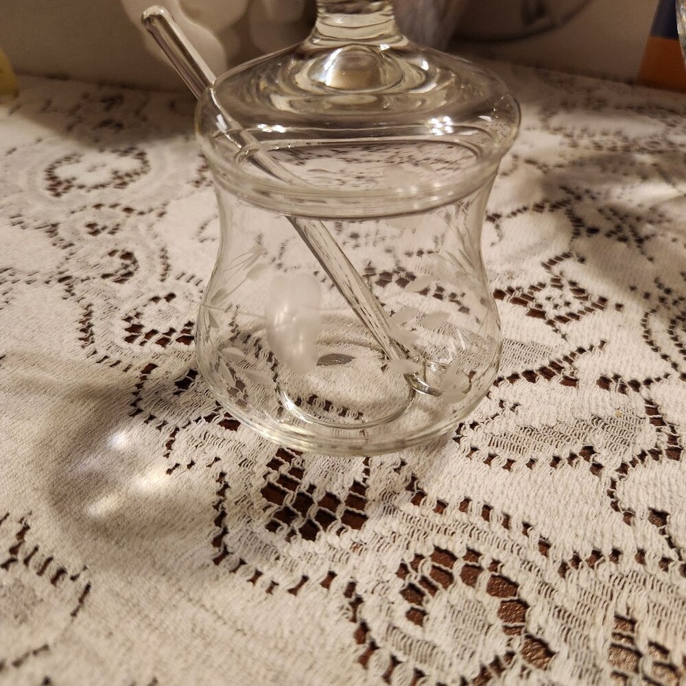 Princess House Jam Jar w/lid & Serving Spoon